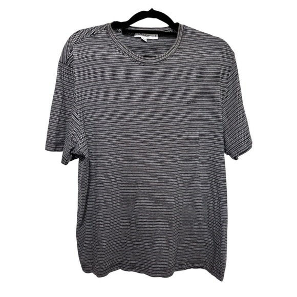 Calvin Klein Men's Striped Gray & Black Cotton T-Shirt Size XL - Picture 1 of 13